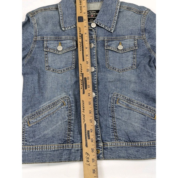 Ralph Lauren‎ Polo Jean Jacket Womans Small Trucker Denim Coat Vintage Y2K Blue - Picture 10 of 13